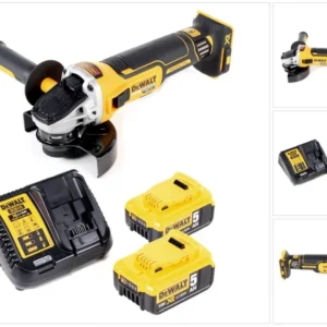 Akumulatorowa szlifierka kątowa DeWalt DCG 405 P2 18V 125mm bezszczotkowa + 2x akumulator 5.0Ah + ładowarka