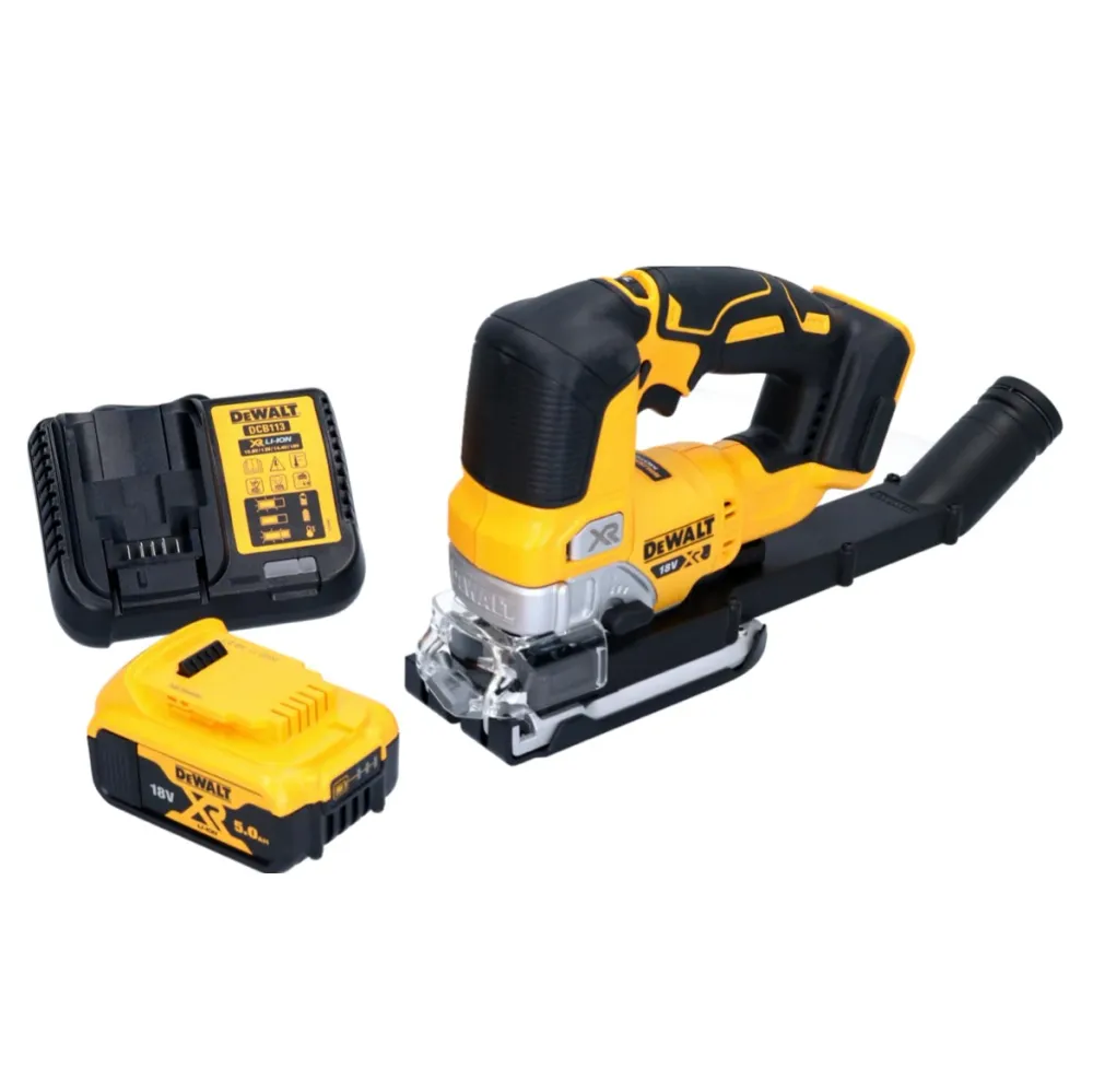 Akumulatorowa wyrzynarka wahadłowa DeWalt DCS 334 P1 18 V bezszczotkowa + 1x akumulator 5,0 Ah + ładowarka