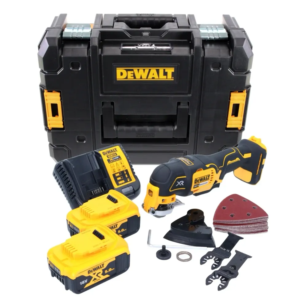 Akumulatorowe oscylacyjne narzędzie wielofunkcyjne DeWalt DCS 355 P2 18 V bezszczotkowe + 2x akumulator 5,0 Ah + ładowarka...