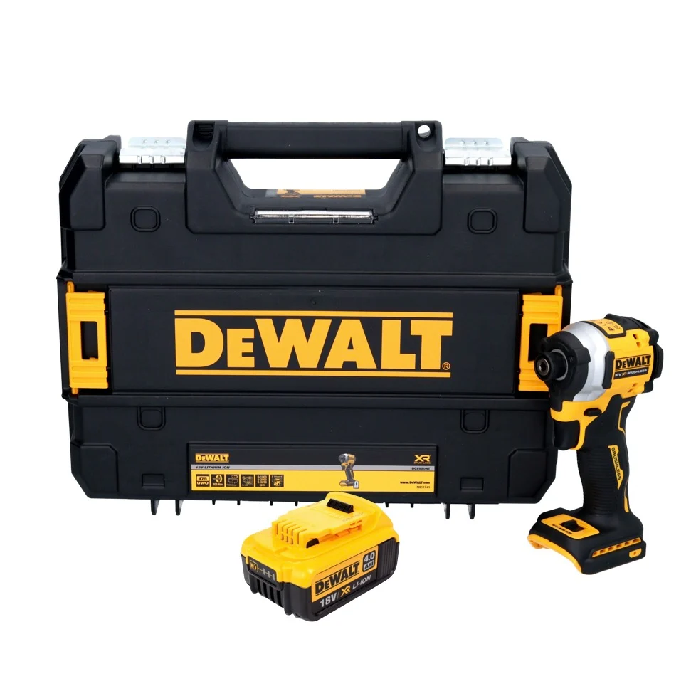 Akumulatorowy klucz udarowy DeWalt DCF 850 18 V 205 Nm 1/4" bezszczotkowy + 1x akumulator 4,0 Ah + TSTAK - bez ładowarki