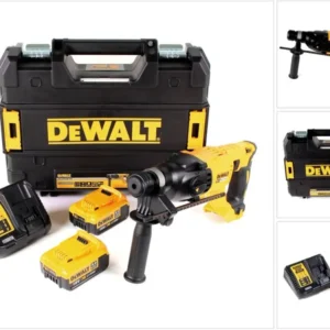 Akumulatorowy młot udarowo-obrotowy DeWalt DCH 133 M2 18V 2.6J SDS plus Brushless + 2x akumulator 4.0Ah + ładowarka + TSTAK