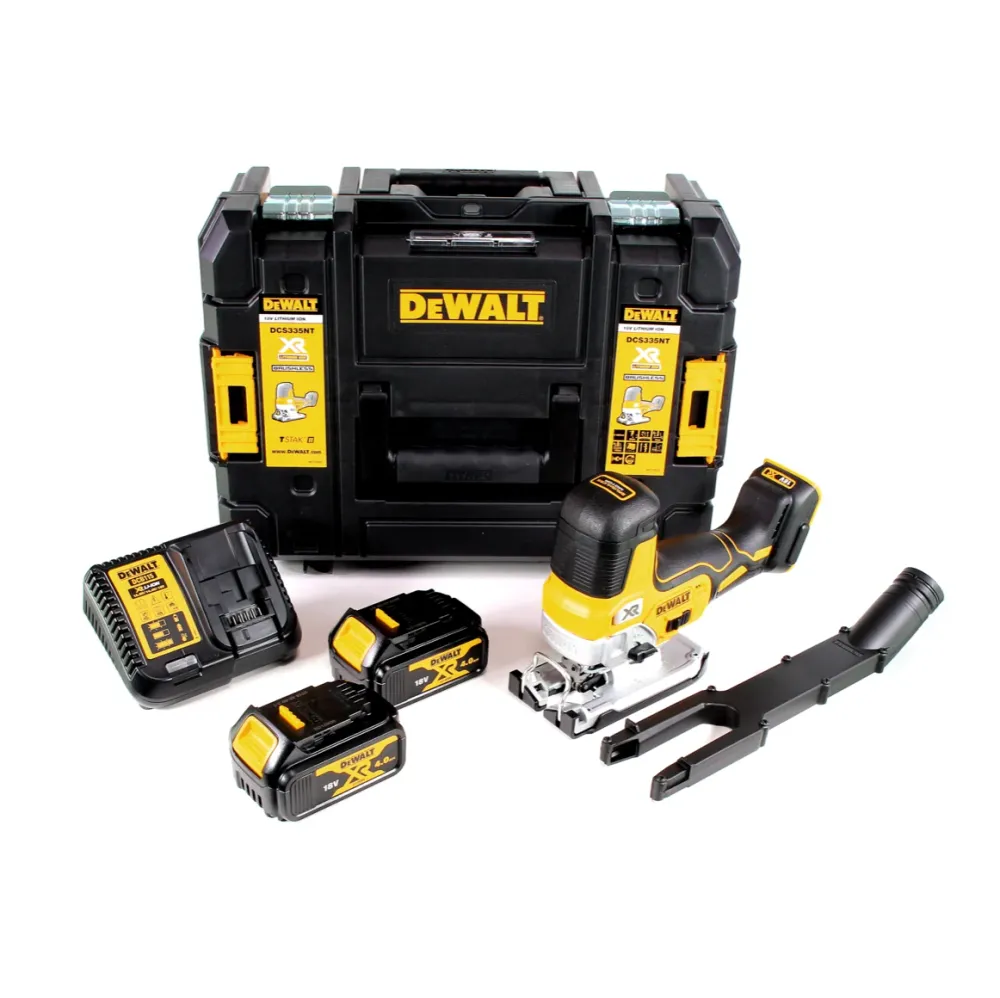Wyrzynarka akumulatorowa DeWalt DCS 335 M2 18V + 2x akumulatory 4,0 Ah + 1x szybka ładowarka w zestawie TSTAK