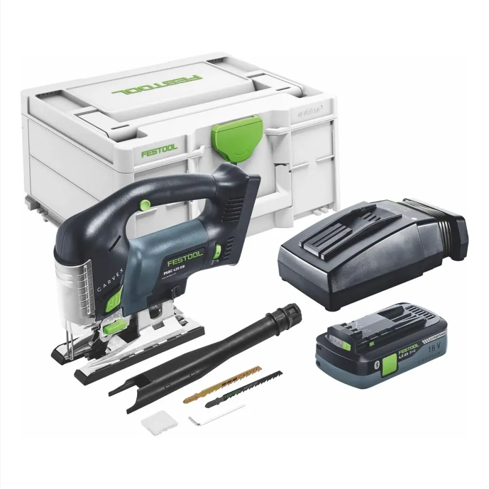 Festool CARVEX PSBC 420 HPC 4,0 EBI-Plus akumulatorowa wyrzynarka wahadłowa 18 V ( 576532 ) 120 mm bezszczotkowa + 1x akum...