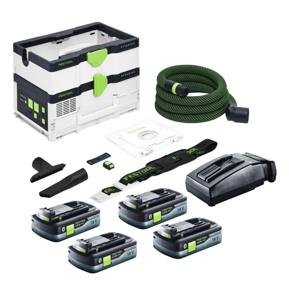 Festool CTMC SYS akumulatorowy odkurzacz mobilny 36 V ( 2x 18 V ) klasa pyłu M + 4x akumulator 4,0 Ah + ładowarka