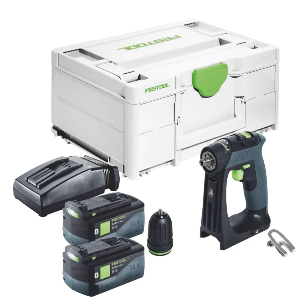 Festool CXS 18 akumulatorowa wiertarko-wkrętarka 18 V 40 Nm bezszczotkowa + 2x akumulator 5,0 Ah + ładowarka + systainer