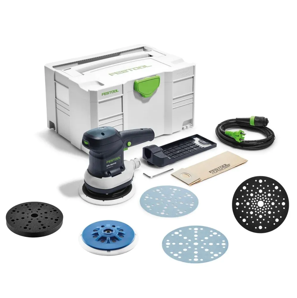 Festool ETS 150/5 EQ-Plus szlifierka mimośrodowa 310 W 150 mm + 150x tarcza szlifierska + 2x talerz ochronny + tarcza szli...