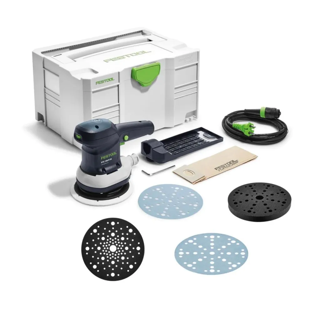 Festool ETS 150/5 EQ-Plus szlifierka mimośrodowa 310 W 150 mm + 250x tarcza szlifierska + 2x talerz ochronny + talerz pośr...