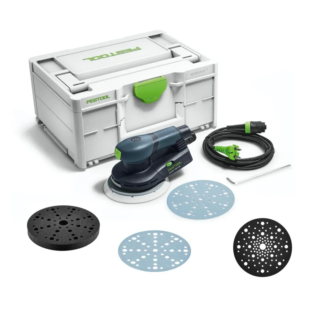 Festool ETS EC150/3 EQ-Plus szlifierka mimośrodowa 400 W 150 mm bezszczotkowa + 250 tarcz szlifierskich + 2x talerz ochron...