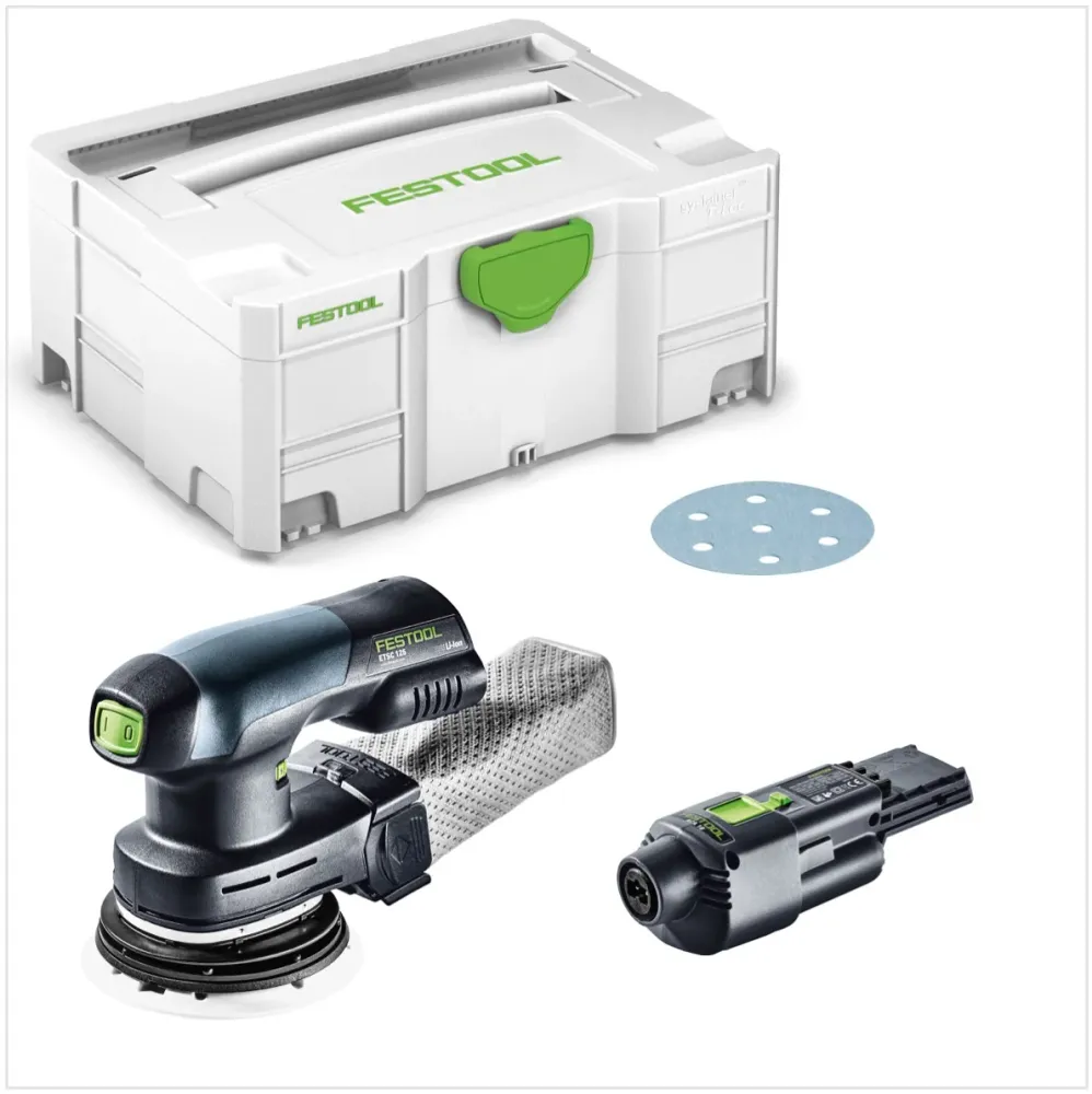 Festool ETSC 125 akumulatorowa szlifierka oscylacyjna bezszczotkowa 18V 125mm + 1x zasilacz sieciowy ACA 220-240/18V Ergo...