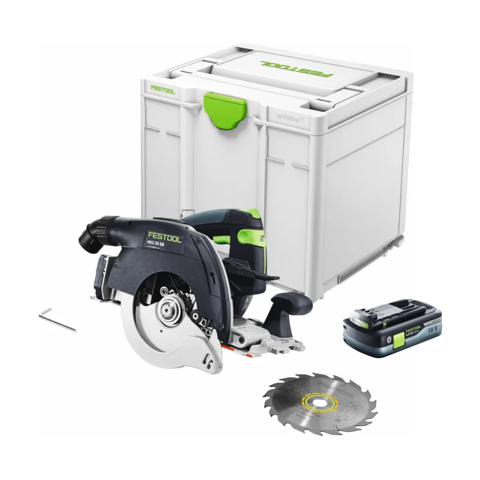 Festool HKC 55 EB-Basic akumulatorowa pilarka tarczowa 18 V 160 mm bezszczotkowa ( 576163 ) + 1x akumulator 4,0 Ah + Systa...