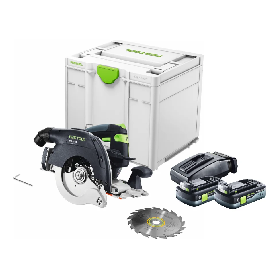 Festool HKC 55 EB-Basic akumulatorowa pilarka tarczowa 18 V 160 mm bezszczotkowa ( 576163 ) + 2x akumulator 4,0 Ah + ładow...