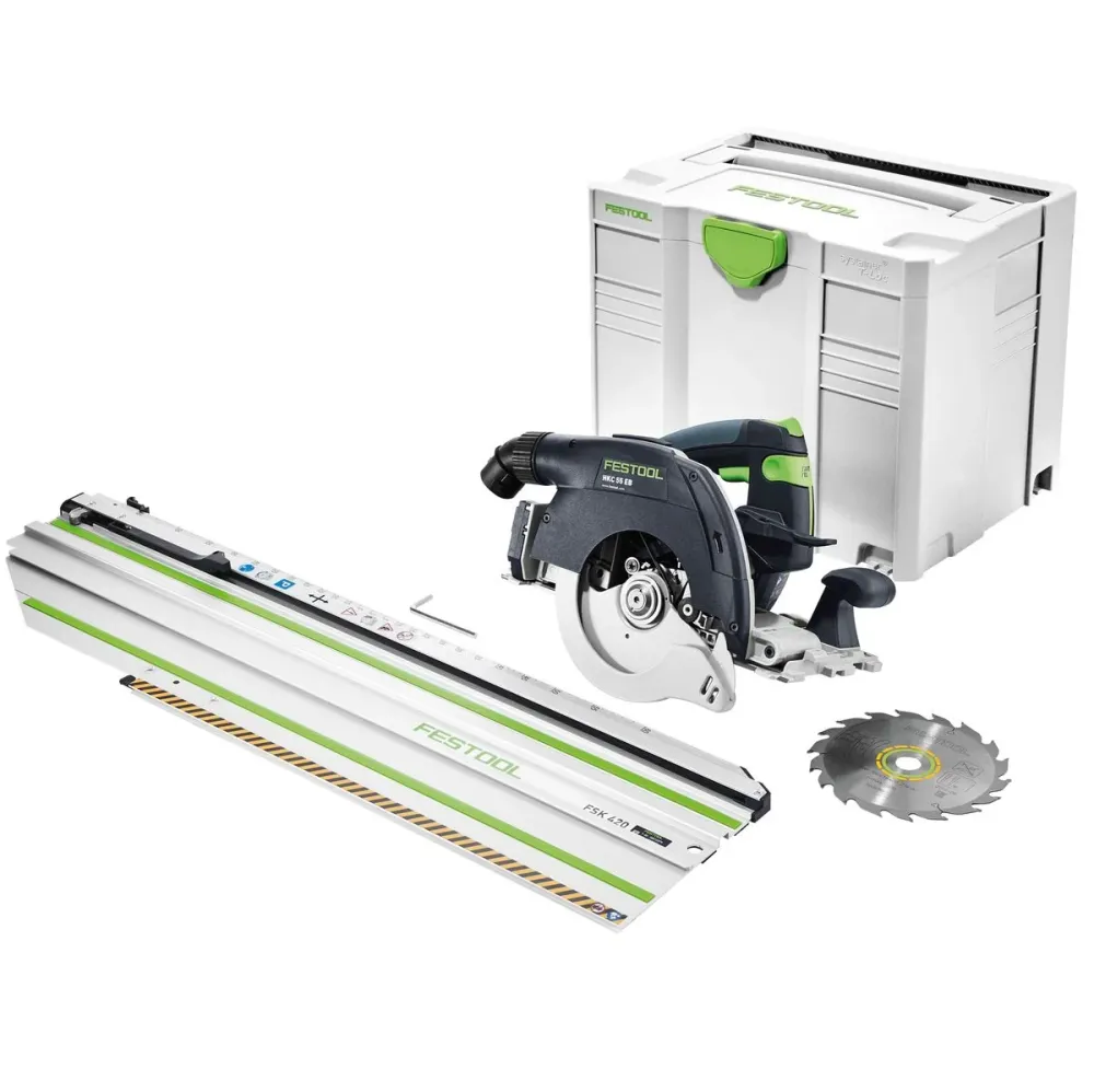 Festool HKC 55 Li EB-Basic-FSK 420 akumulatorowa pilarka tarczowa 18V ( 201358 ) 160 mm bezszczotkowa + szyna do cięcia po...