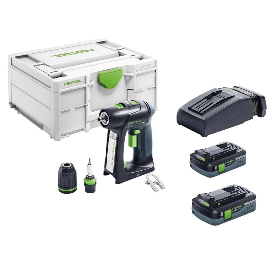 Festool C 18 HPC 4,0 l-Plus akumulatorowa wiertarko-wkrętarka 18 V 45 Nm bezszczotkowa ( 576435 ) + 2x akumulator 4,0 Ah +...