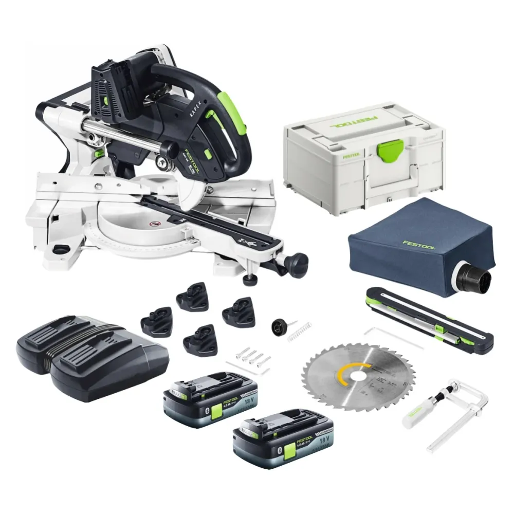 Festool KSC 60 EB-Basic KAPEX akumulatorowa pił poprzeczna 18 V / 36 V 216 mm bezszczotkowa + 2x akumulator 4,0 Ah + ładow...