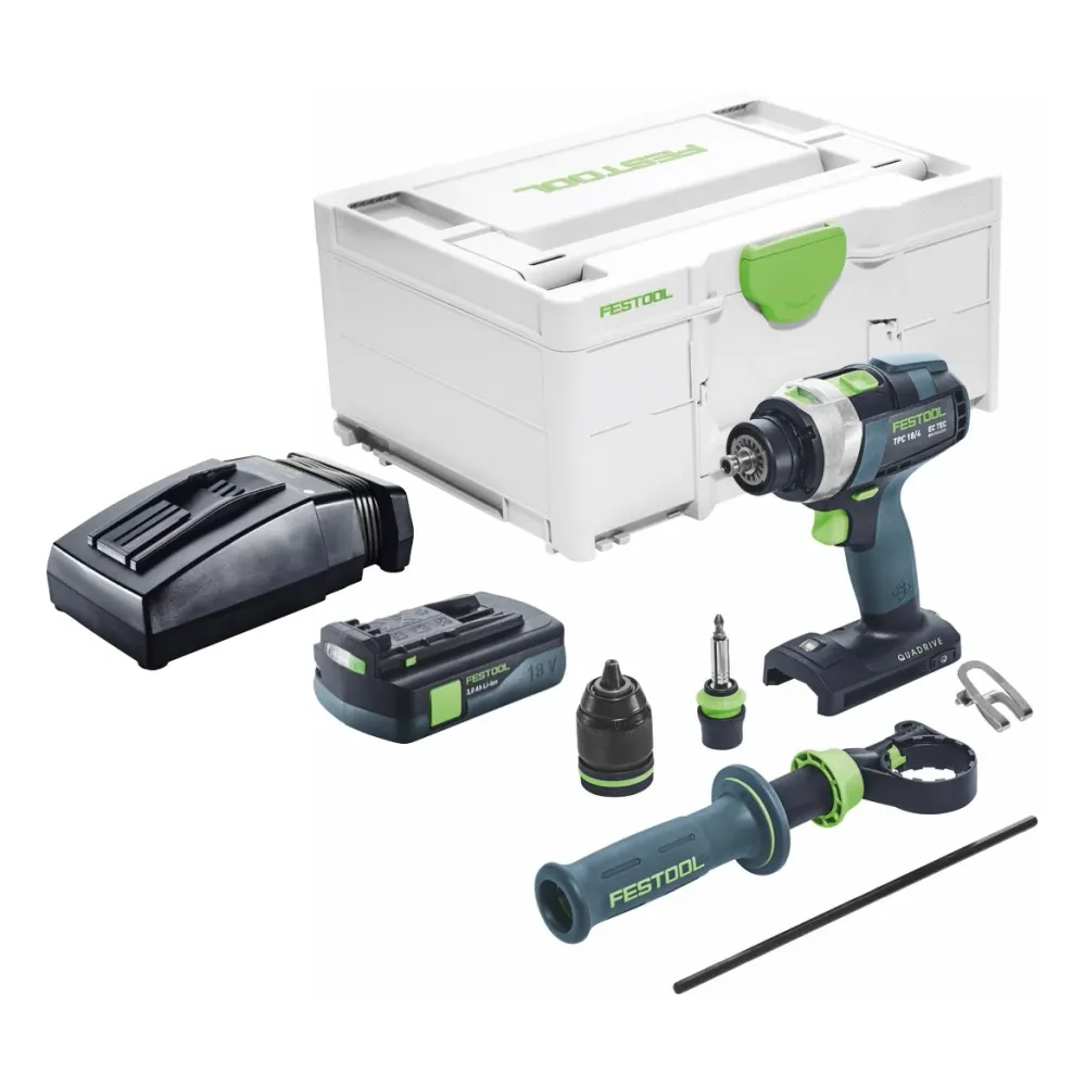 Festool TPC 18/4 I-Basic akumulatorowa wiertarko-wkrętarka udarowa 18 V 75 Nm bezszczotkowa + 1x akumulator 3,0 Ah + ładow...