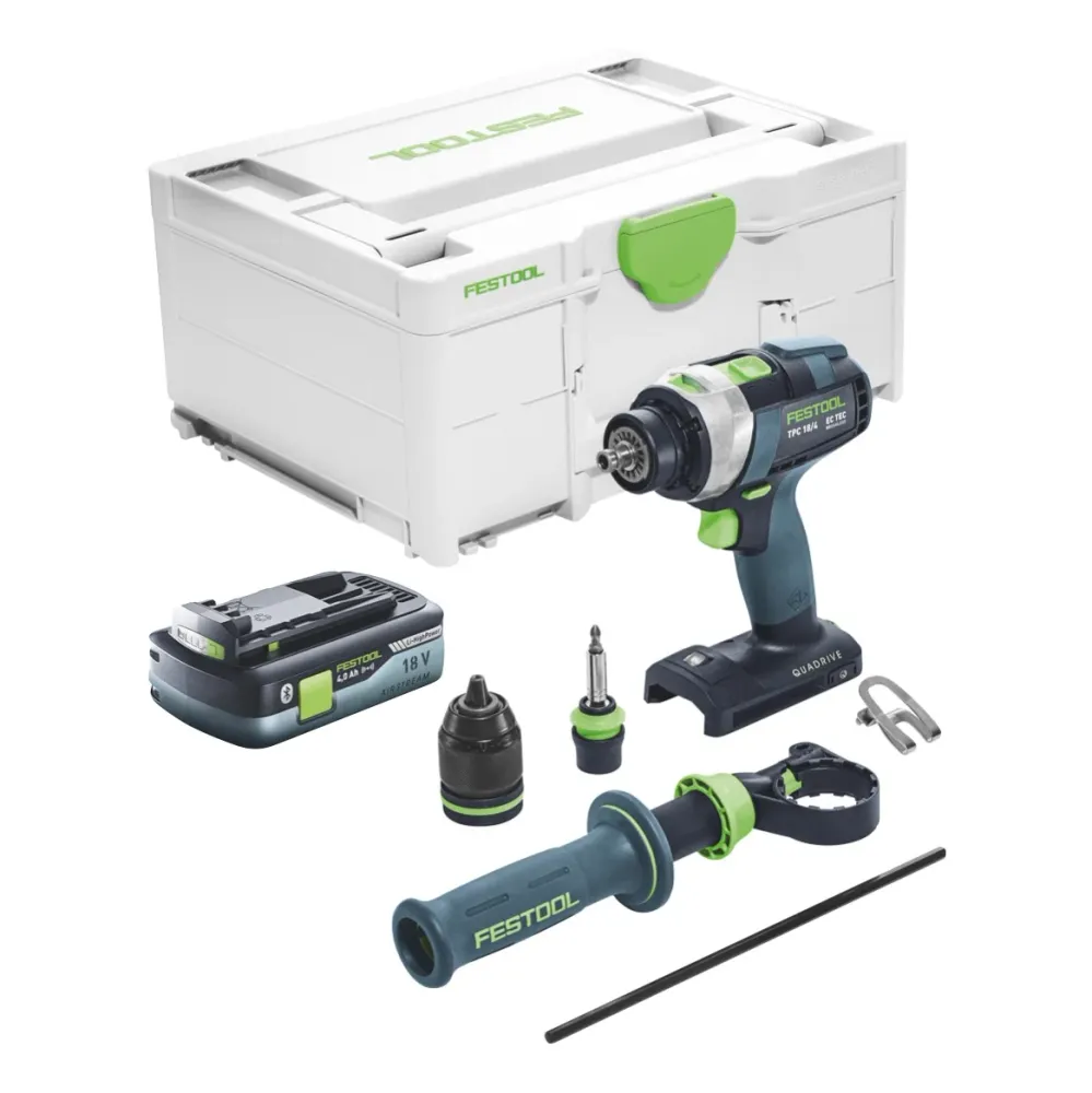 Festool TPC 18/4 I-Basic akumulatorowa wiertarko-wkrętarka udarowa 18 V 75 Nm bezszczotkowa + 1x akumulator 4,0 Ah + ładow...