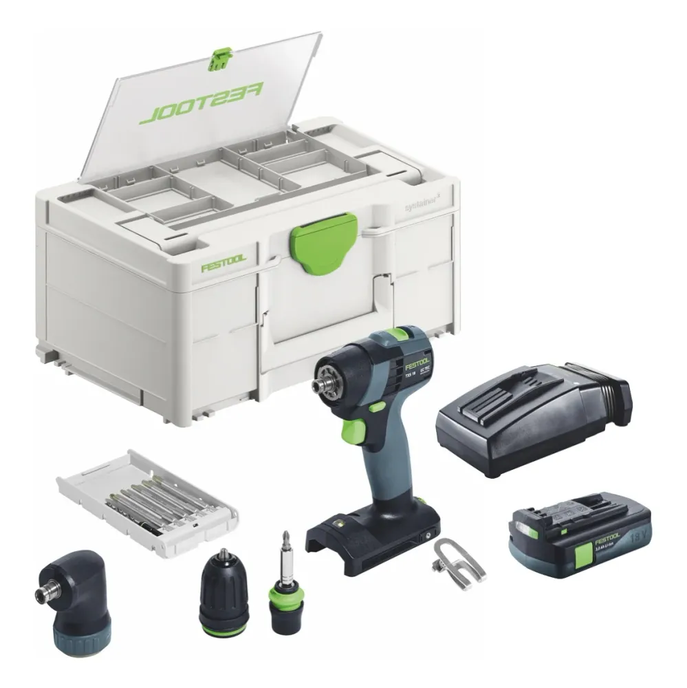 Festool TXS 18-Basic-Set akumulatorowa wiertarko-wkrętarka 18 V 40 Nm bezszczotkowa + 1x akumulator 3,0 Ah + ładowarka + s...