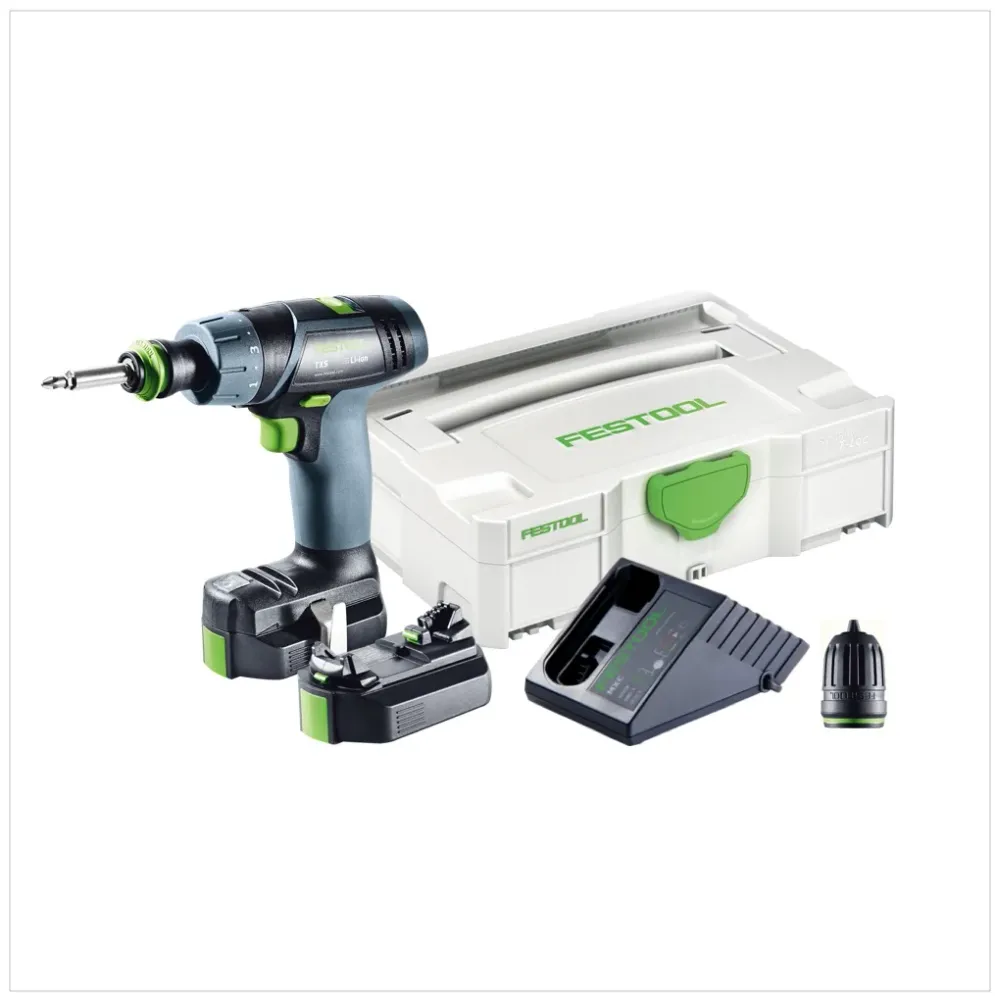 Festool TXS Li 2,6 Plus akumulatorowa wiertarko-wkrętarka 10,8V ( 564509 ) 16Nm w systainerze + 2x akumulator 2,6Ah + łado...