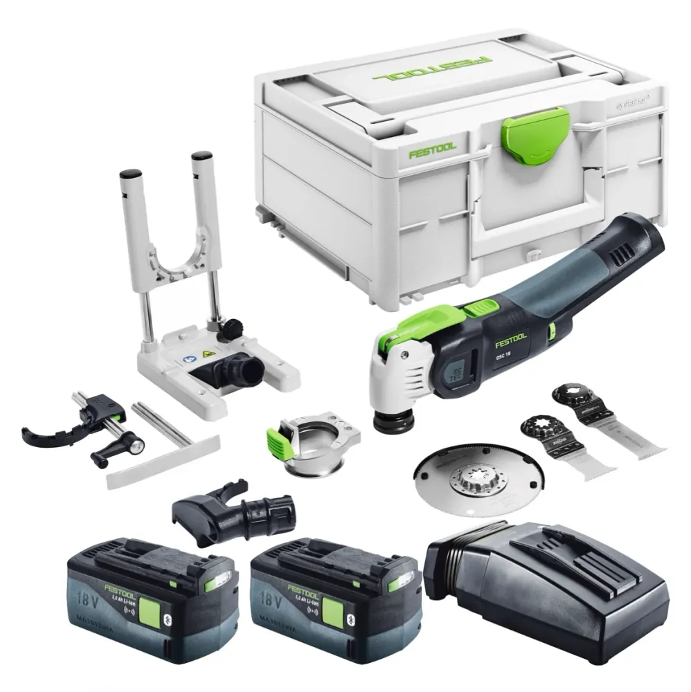 Festool VECTURO OSC 18 E-Basic Set Oscylator akumulatorowy 18 V Starlock Max Brushless + 2x akumulator 5,0 Ah + ładowarka...