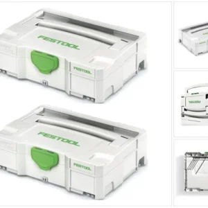 Festool 2 x walizka narzędziowa Systainer T-LOC SYS 1 TL jasnoszara z możliwością łączenia ( 497563 )