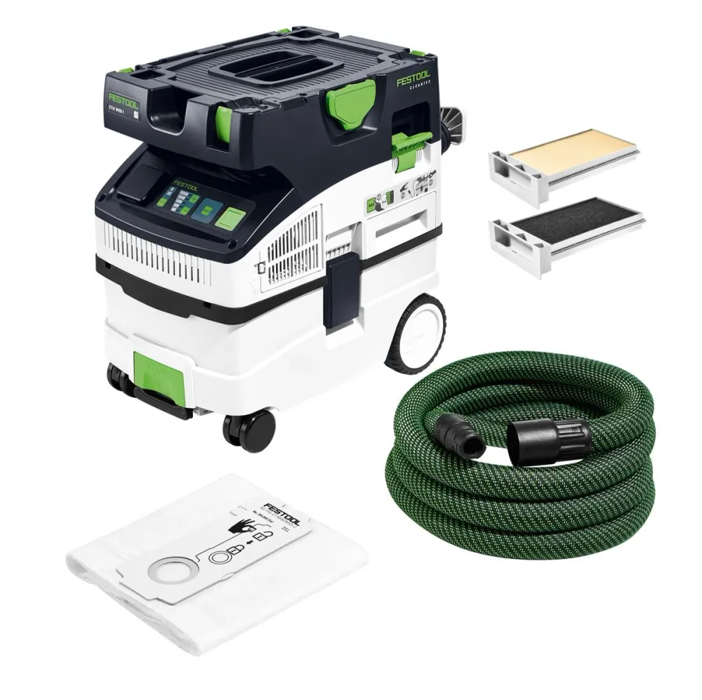 Odkurzacz mobilny Festool CTM MIDI I CLEANTEC ( 574822 ) Zestaw z 1x filtrem głównym, 1x filtrem mokrym i 5x workami filtr...