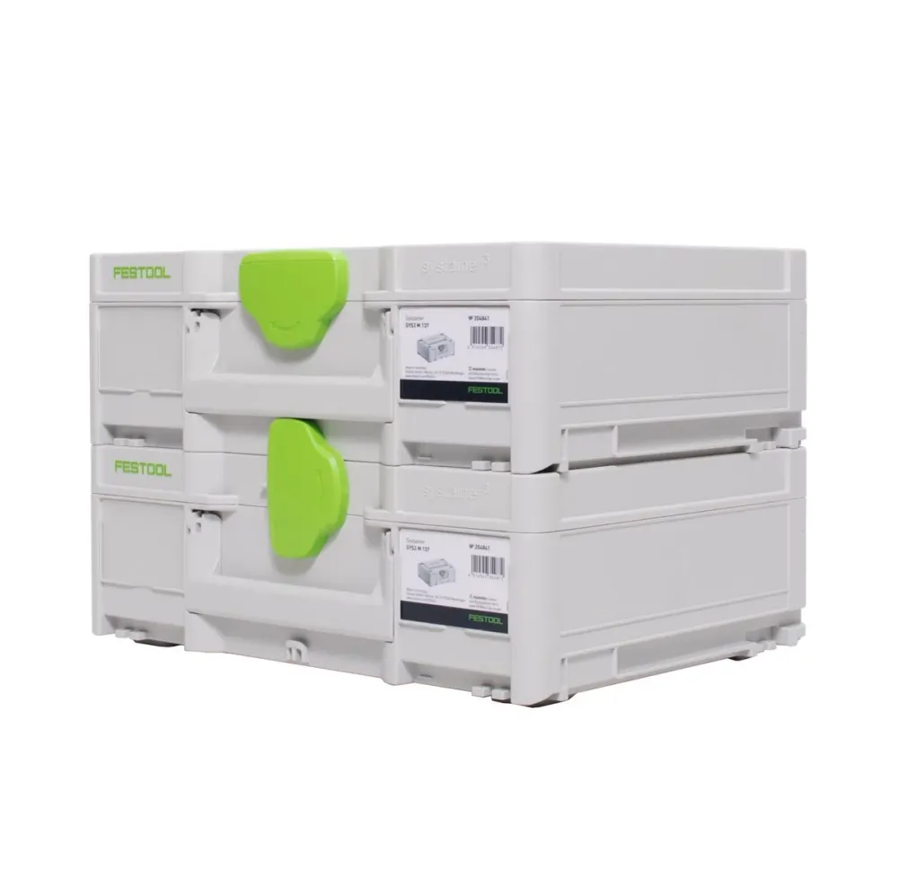 Zestaw systainerów Festool 2x SYS3 M 137 ( 2x 204841 ) 10,4 litra 396x296x137mm Walizka narzędziowa z możliwością łączenia