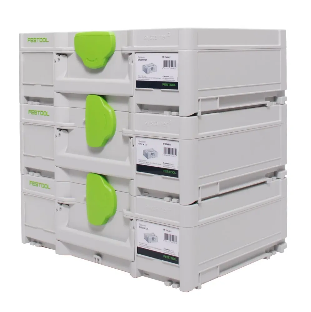 Zestaw systainerów Festool 3x SYS3 M 137 ( 3x 204841 ) 10,4 litra 396x296x137mm Walizka narzędziowa z możliwością połączenia