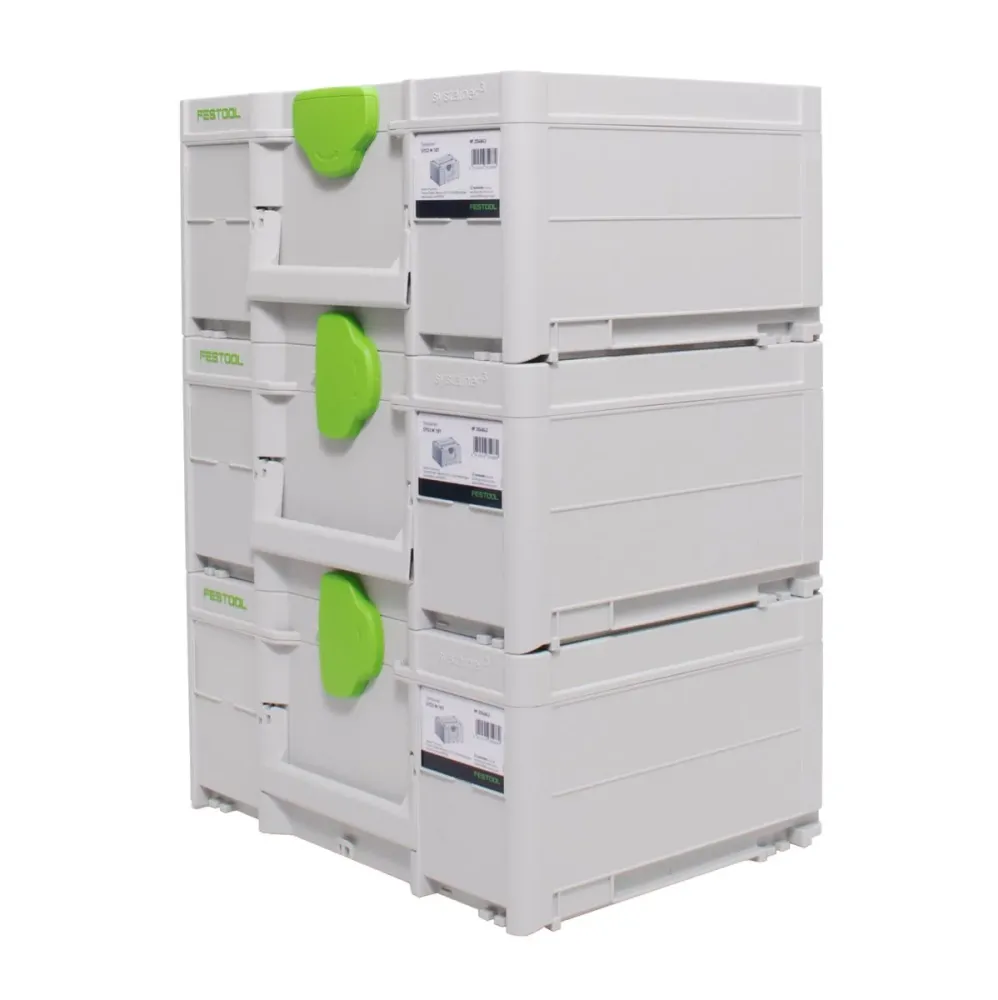 Zestaw systainerów Festool 3x SYS3 M 187 ( 3x 204842 ) 15,9 litra 396x296x187mm Walizka narzędziowa z możliwością połączenia