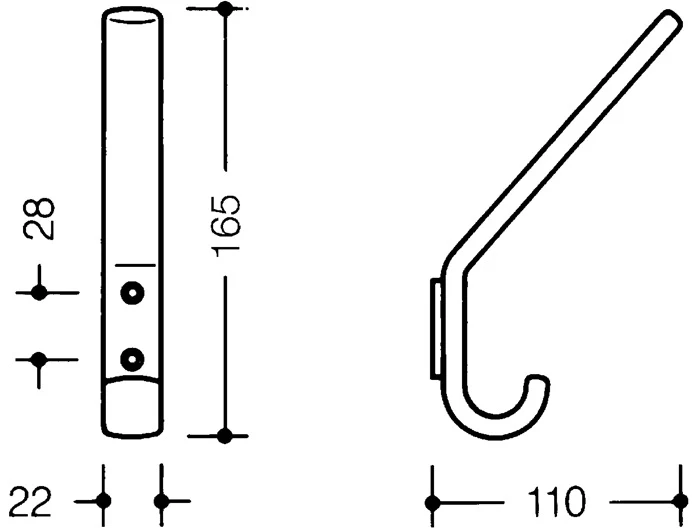 HEWI Haczyk do szatni 477.90.070 ( 3000206897 ) pojedynczy Występ 108 mm Wysokość 163 mm