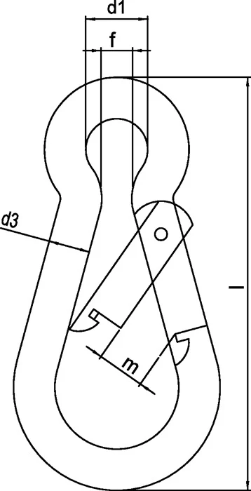 Karabińczyk DIN 5299, kształt C ( 1000120190 ) długość 120 mm grubość drutu 11 mm ocynkowany