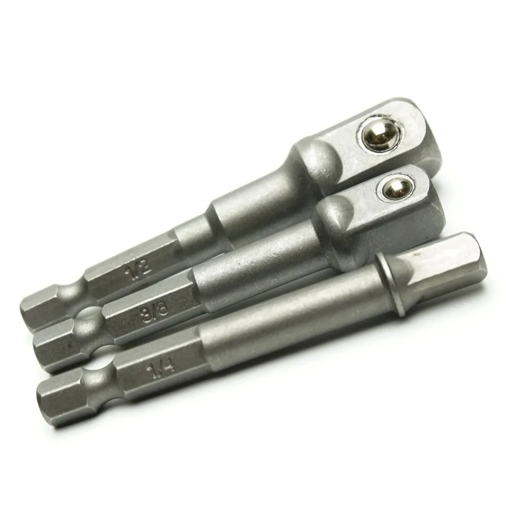 Końcówki do wiertarek udarowych Adapter gniazda 1/4" 3/8" 1/2" 3 szt.