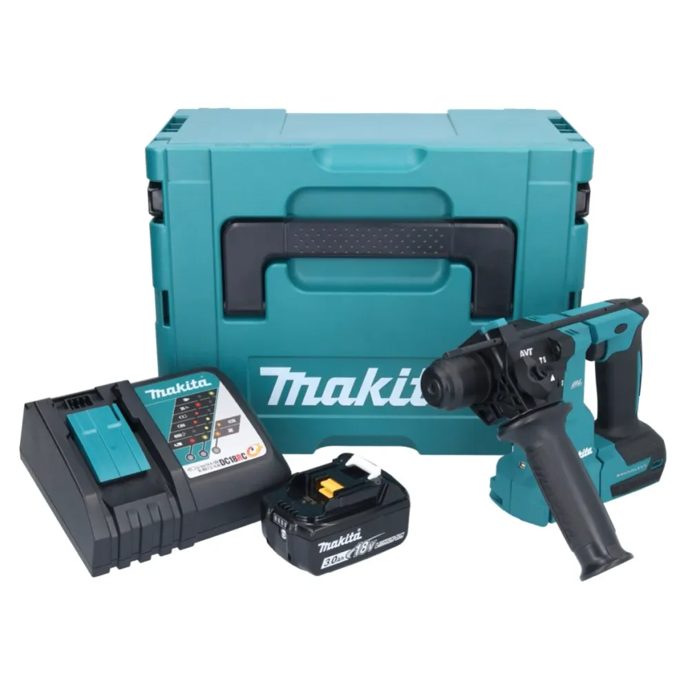 Akumulatorowa młotowiertarka Makita DHR 183 RF1J 18 V 1,7 J SDS plus Brushless + 1x akumulator 3,0 Ah + ładowarka + Makpac