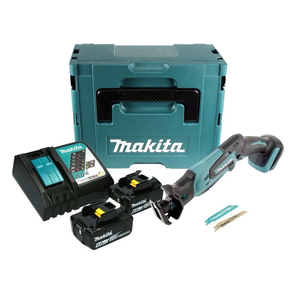Akumulatorowa pił szablasta Makita DJR 183 RGJ 18 V + 2x akumulator 6,0 Ah + ładowarka + Makpac