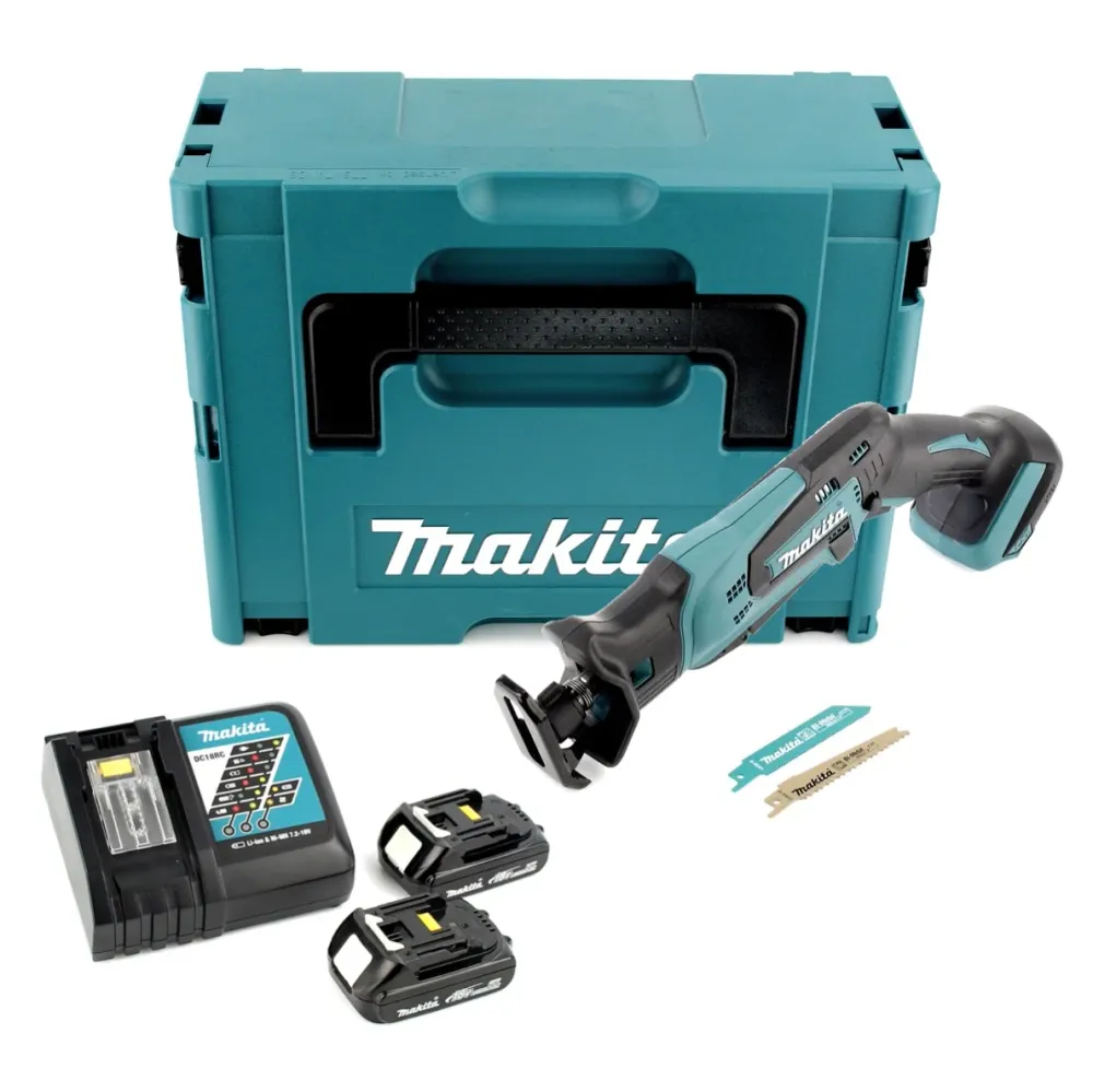 Akumulatorowa pilarka szablasta Makita DJR 183 RYJ 18V + 2x akumulator 1,5Ah + ładowarka + Makpac