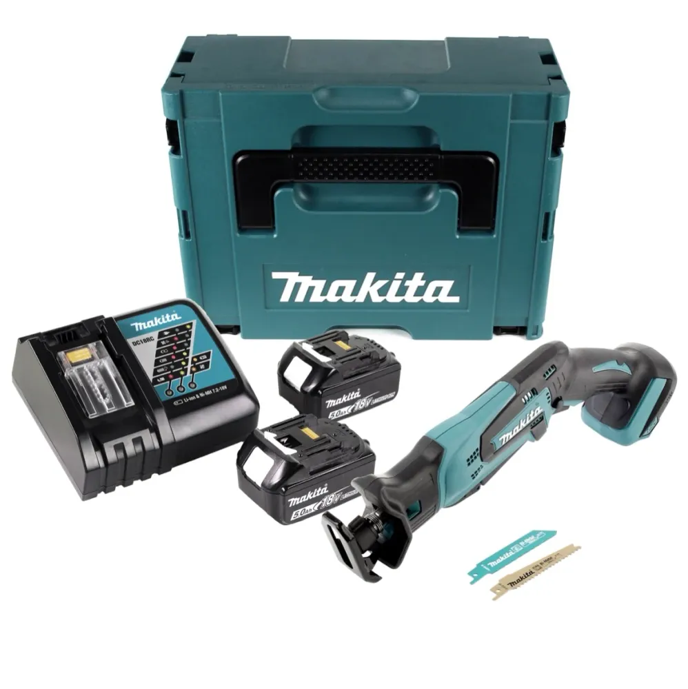 Akumulatorowa pilarka szablasta Makita DJR 183 RTJ 18V + 2x akumulator 5,0Ah + ładowarka + Makpac