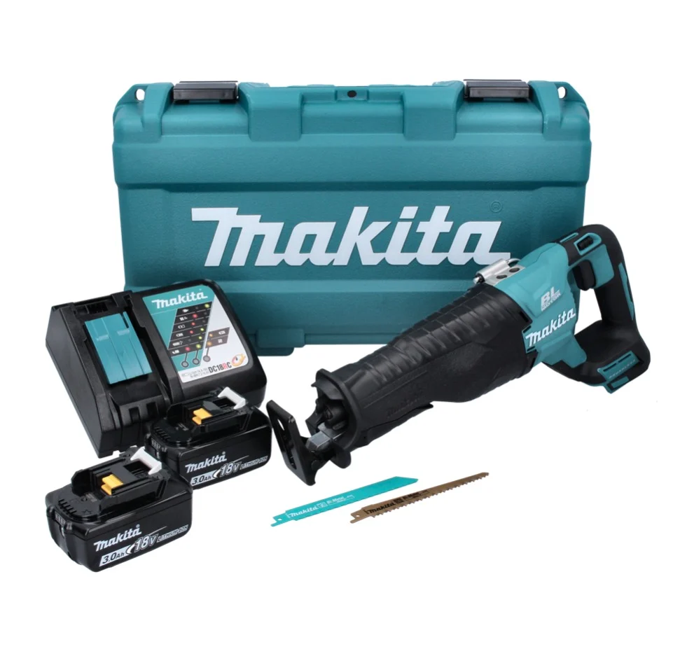Akumulatorowa pilarka szablasta Makita DJR 187 RFK 18 V bezszczotkowa + 2x akumulator 3,0 Ah + ładowarka + walizka