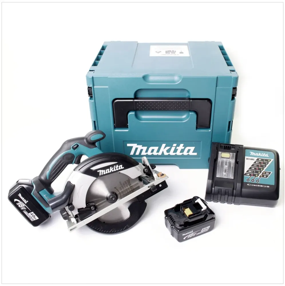 Akumulatorowa pilarka tarczowa Makita DHS 630 RMJ 18 V 165 mm w zestawie Makpac z akumulatorem 2x 4,0 Ah + ładowarka