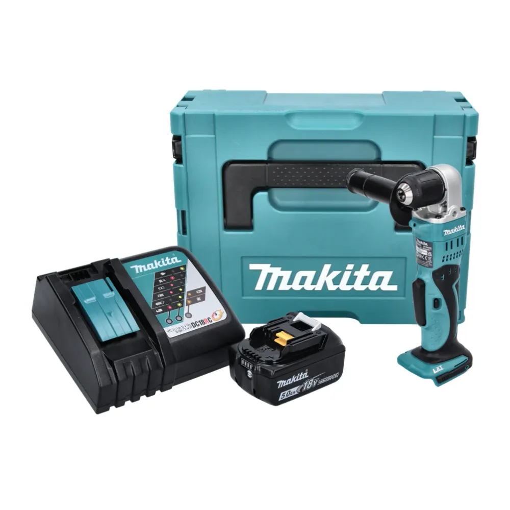 Akumulatorowa wiertarko-wkrętarka kątowa Makita DDA 351 RT1J 18 V 13,5 Nm + 1x akumulator 5,0 Ah + ładowarka + Makpac