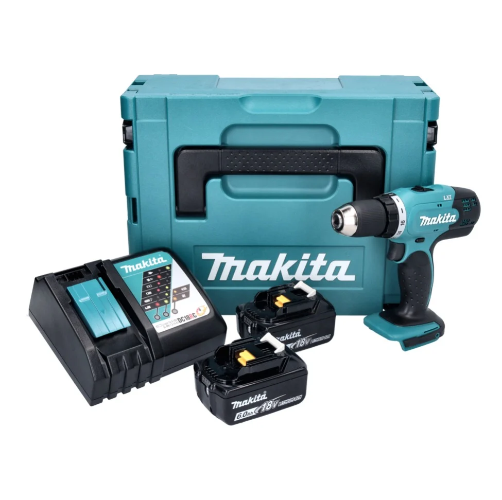 Akumulatorowa wiertarko-wkrętarka Makita DDF 453 RGJ 18 V 42 Nm + 2x akumulator 6,0 Ah + ładowarka + Makpac