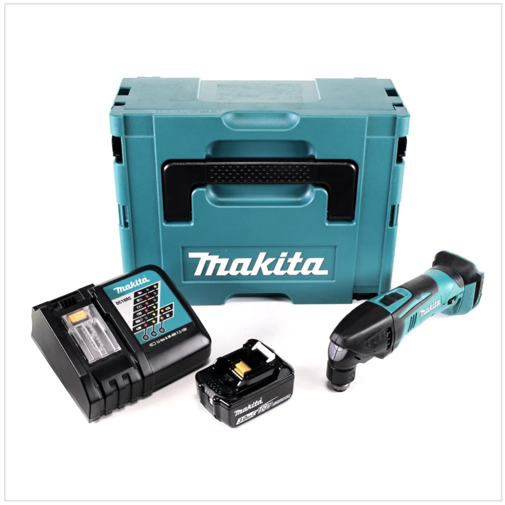 Akumulatorowe narzędzie wielofunkcyjne Makita DTM 50 RF1J 18V Li-Ion w zestawie Makpac + 1x akumulator 3,0 Ah + 1x ładowarka