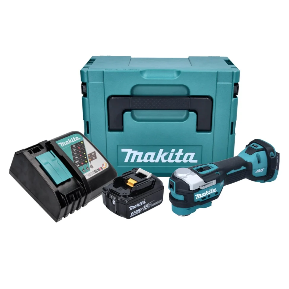 Akumulatorowe narzędzie wielofunkcyjne Makita DTM 52 RM1J 18 V Starlock Max Brushless + 1x akumulator 4,0 Ah + ładowarka +...