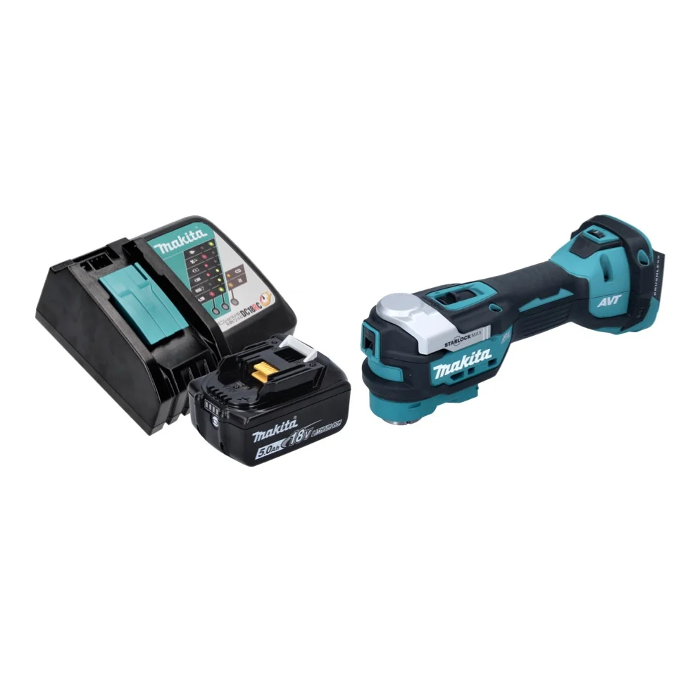 Akumulatorowe narzędzie wielofunkcyjne Makita DTM 52 RT1 18 V Starlock Max Brushless + 1x akumulator 5,0 Ah + ładowarka
