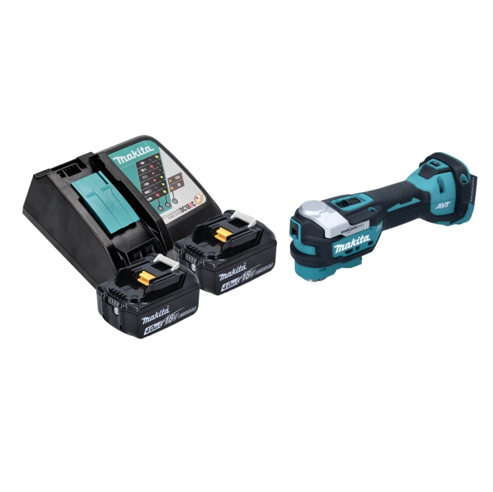 Akumulatorowe narzędzie wielofunkcyjne Makita DTM 52 RM 18 V Starlock Max Brushless + 2x akumulator 4,0 Ah + ładowarka