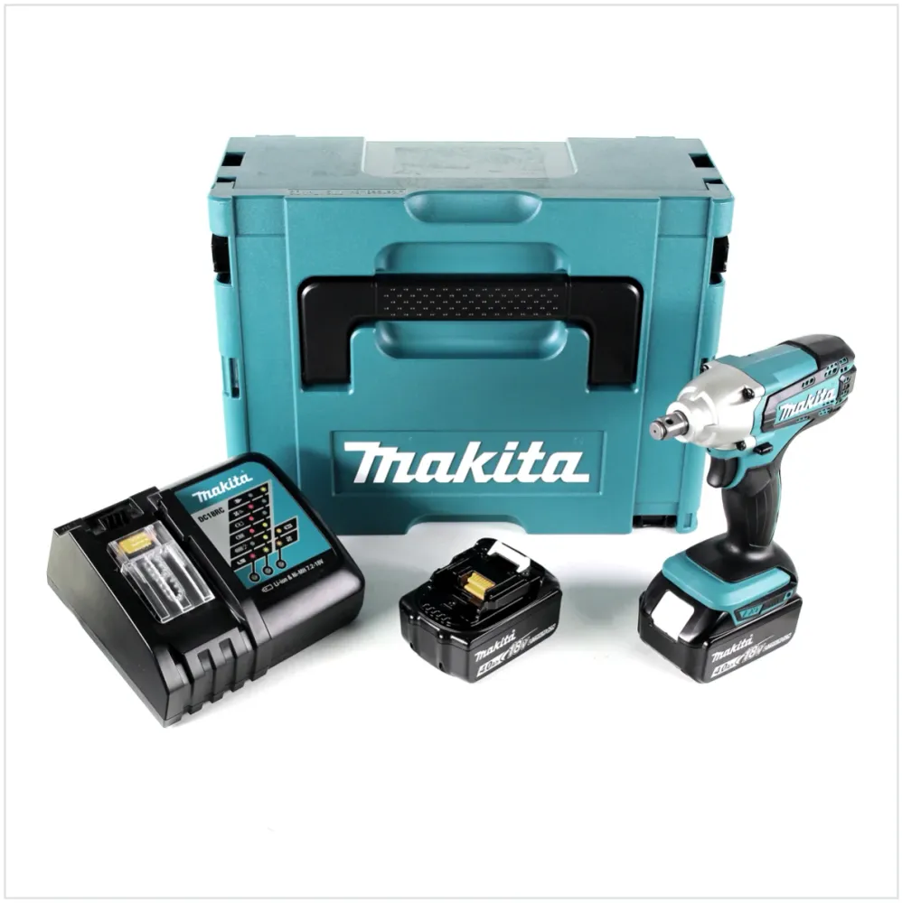 Akumulatorowy klucz udarowy Makita DTW 190 RMJ 18 V Li-Ion w opakowaniu Makpac - z 2x akumulatorem BL 1840 B 4,0 Ah z wyśw...