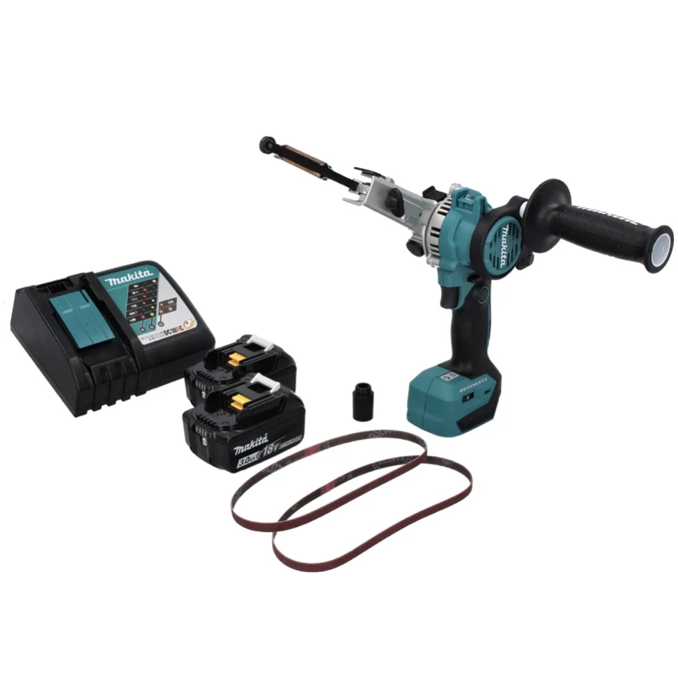 Akumulatorowy pilnik taśmowy Makita DBS 180 RF 18 V 9 x 533 mm bezszczotkowy + 2x akumulator 3,0 Ah + ładowarka