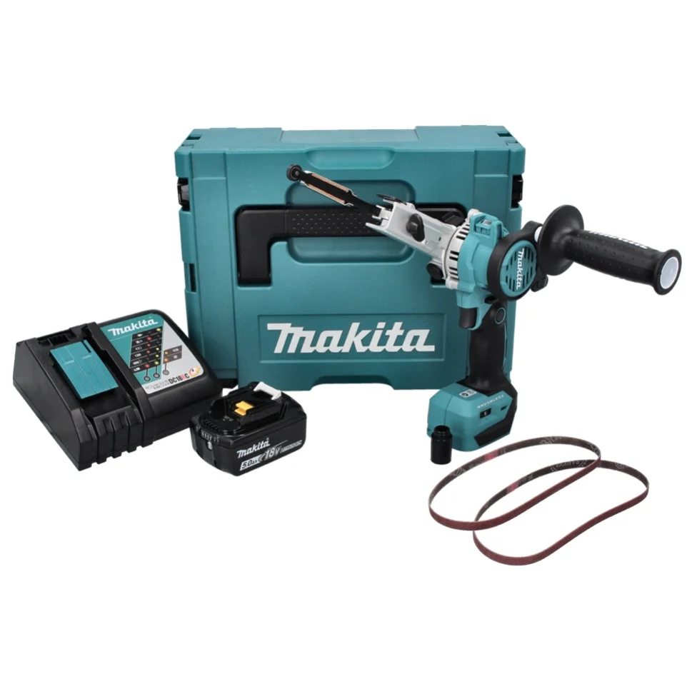 Makita DBS 180 RT1J akumulatorowy pilnik taśmowy 18 V 9 x 533 mm bezszczotkowy + 1x akumulator 5,0 Ah + ładowarka + Makpac