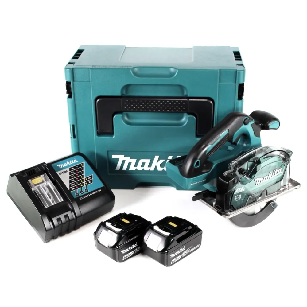 Makita DCS 553 RGJ Akumulatorowa pilarka tarczowa do metalu 18V 150 mm bezszczotkowa + 2x akumulator 6.0Ah + ładowarka + M...