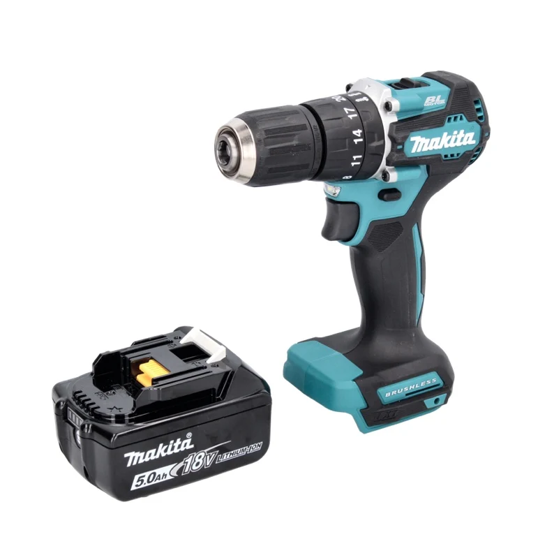 Makita DHP 487 T1 akumulatorowa wiertarko-wkrętarka udarowa 18 V 40 Nm bezszczotkowa + 1x akumulator 5,0 Ah - bez ładowarki