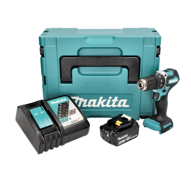 Makita DHP 487 RG1J akumulatorowa wiertarko-wkrętarka udarowa 18 V 40 Nm bezszczotkowa + 1x akumulator 6,0 Ah + ładowarka...