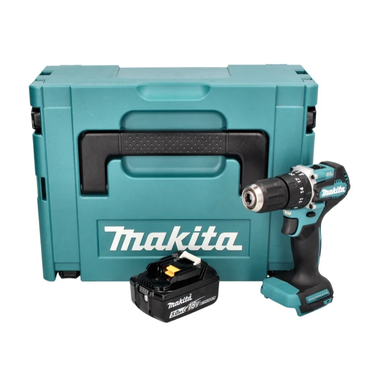Makita DHP 487 T1J akumulatorowa wiertarko-wkrętarka udarowa 18 V 40 Nm bezszczotkowa + 1x akumulator 5,0 Ah + Makpac - be...